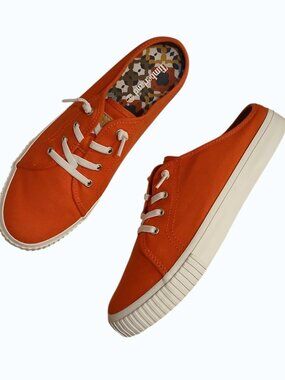 NWOB - TIMBERLAND Skyla Bay Orange/Red Canvas Mules